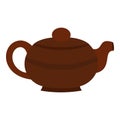 Brown chinese teapot icon isolated