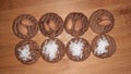 brown chocolate cookies isolated on wooden background