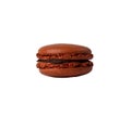 Brown chocolate macaron isolated on white background. without a shadow Royalty Free Stock Photo