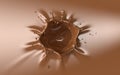 Brown chocolate splash with a crown Royalty Free Stock Photo