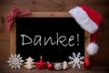 Brown Christmas Blackboard Santa Hat Danke Means Thank You