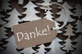 Brown Christmas Label With Danke Means Thank You Royalty Free Stock Photo