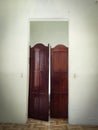 Brown Classic door and white wall Royalty Free Stock Photo