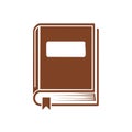 Brown closed book with bookmark flat icon symbol for education and learning Royalty Free Stock Photo
