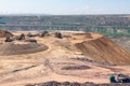 Brown coal open pit landscape with recycling raw materials in Germany