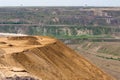 Brown coal open pit landscape with recycling raw materials in Germany