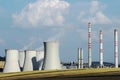 Brown coal power plant station in the field Royalty Free Stock Photo