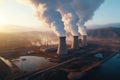 Brown Coal Power Station during sunset