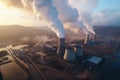 Brown Coal Power Station during sunset