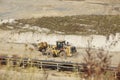 Brown coal - Wheel loader at opencast mining Inden