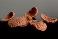 Brown cocoa cornflakes closeup