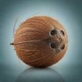 Brown Coconut on Reflective Surface Royalty Free Stock Photo
