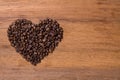 Brown coffee bean heart shape Royalty Free Stock Photo