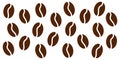 Brown coffee bean icons seamless pattern isolated on white background. Simple vector design for packaging and branding. Royalty Free Stock Photo