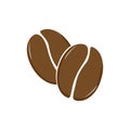 Brown coffee beans on white isolated background. Vector illustration. Flat design. Icon, sign, logo. Royalty Free Stock Photo