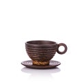 Brown coffee cup made from palm wood. Studio shot isolated on white Royalty Free Stock Photo