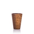 Brown coffee cup made from palm wood. Studio shot isolated on white Royalty Free Stock Photo