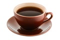 Brown Coffee Cup with Saucer - Isolated on White Royalty Free Stock Photo