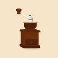 Brown Coffee Grinder flat element for international coffee day background