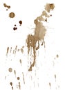 Brown coffee stains and splatters isolated on white Royalty Free Stock Photo