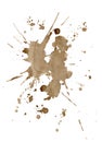 Brown coffee stains and splatters isolated on white Royalty Free Stock Photo
