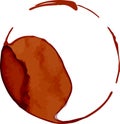Brown coffee or tea stain with a large spot and a thin outer ring, creating an uneven circle, isolated on a white background Royalty Free Stock Photo