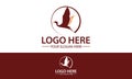 Brown Color Abstract Circle Flying Stork Logo Design