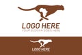 Brown Color Animal Cheetah Run with Negative Space Africa Logo Design Royalty Free Stock Photo