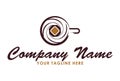 Brown Color Cup Coffee Swirl Logo Design