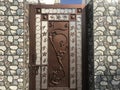 Brown color galvanised enamel painted prefabricated single leaf wicked gate for an villa backside and flower designed in the gate