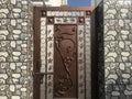 Brown color Galvanized Enamel painted prefabricated Single leaf wicked gate for an villa backside and flower designed in the gate