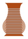Brown color, pottery shape, strip pattern, flower vase vector design