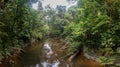 Brown color river in the tropical rainforest jungle in Gunung Mulu National park. Sarawak Royalty Free Stock Photo