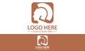 Brown Color Square Negative Space Helm Greek Logo Design Royalty Free Stock Photo