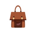 Brown color women bag in flat vector illustration style, female fashion accessories