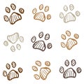 Brown colored doodle paw print