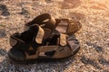 Brown colored sandals. Royalty Free Stock Photo