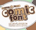 Brown comic font, alphabet. Comics book, pop art
