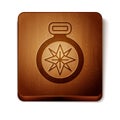 Brown Compass icon isolated on white background. Windrose navigation symbol. Wind rose sign. Wooden square button Royalty Free Stock Photo
