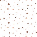 Brown confetti seamless vector pattern. Dotted circles abstract texture.