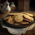 Brown cookies or biscuits on plate. Cookies, also known as biscuits, are a popular baked treat enjoyed around the world. They come Royalty Free Stock Photo