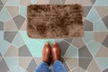 Brown Copper Door mat with Brown shoes Welcome entry designer doormat