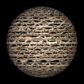 Brown corrugated cardboard sphere black background Royalty Free Stock Photo