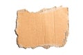 Brown corrugated cardboard torn piece isolated on white background Royalty Free Stock Photo