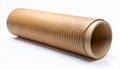 Brown Corrugated Cardboard Tube on White Background in Studio Lighting Royalty Free Stock Photo