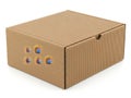 Brown corrugated shipping box isolated on white background Royalty Free Stock Photo