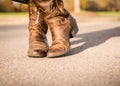 Brown Cowboy Boots in Afternoon Sunlight