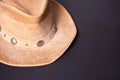 Brown cowboy hat on a black background Royalty Free Stock Photo