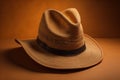 Brown cowboy hat on a brown background. Close-up photo. generative ai