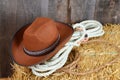 Brown cowboy hat on straw